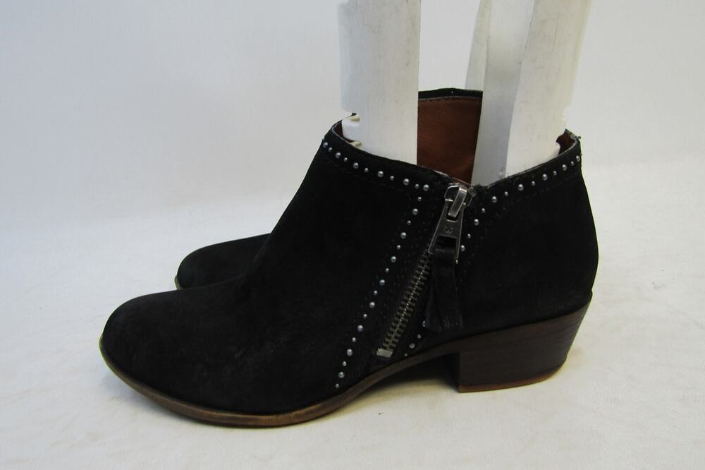 Lucky Brand Womens Size 7 M Black Suede Zip Ankle Fashion Boots Bootie